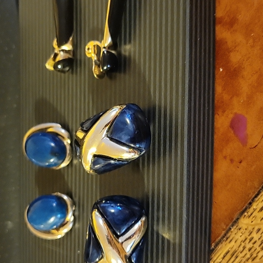 Bundle clip earrings. Three pair.